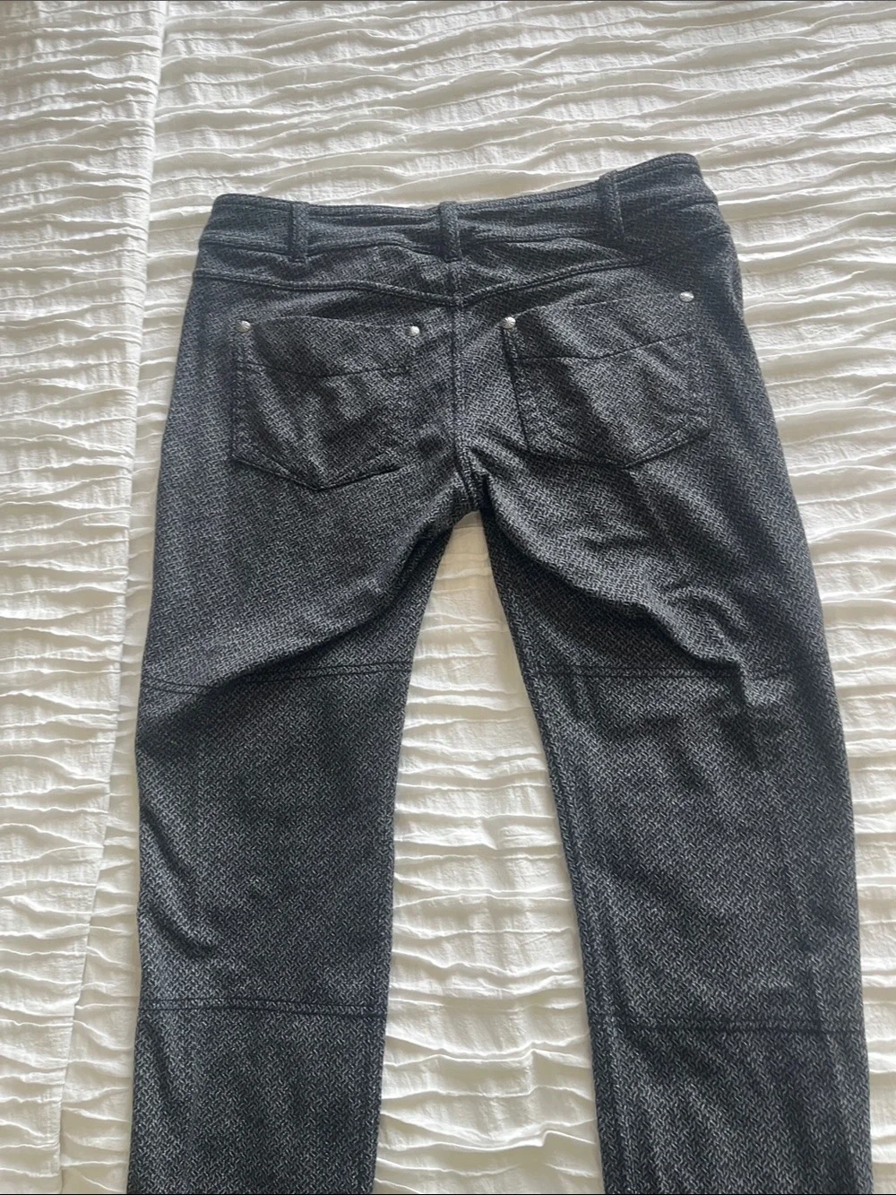 Athleta Black & White Herringbone Straight-Leg Pants